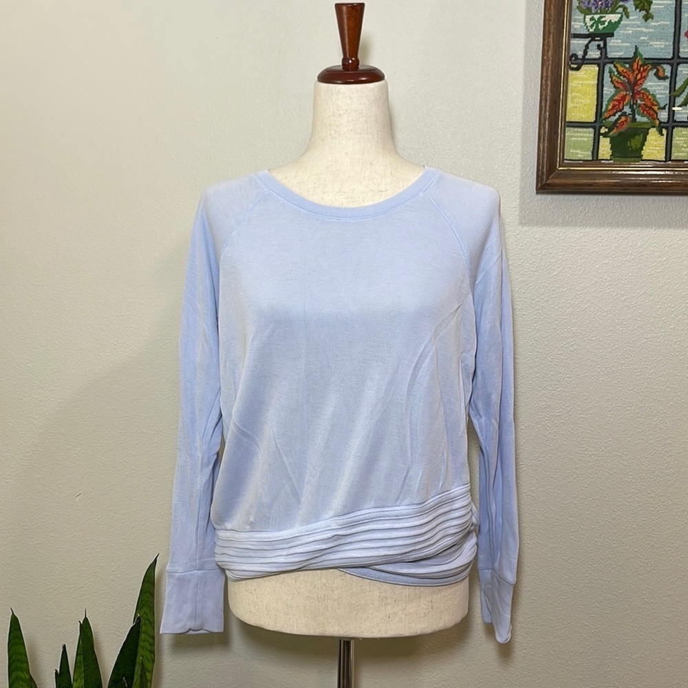 Athleta Blue Serenity Criss Cross Sweatshirt Size Small - Picture 2 of 9